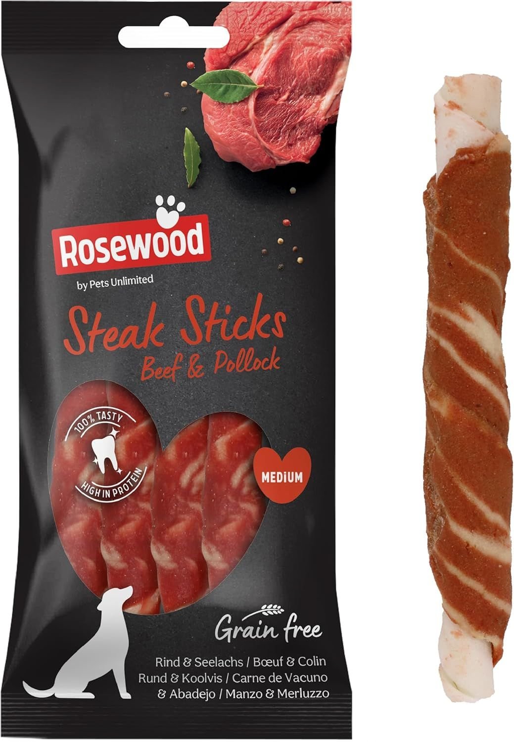 ROSEWOOD STEAK STICKS BEEF Y POLLOCK 4PC