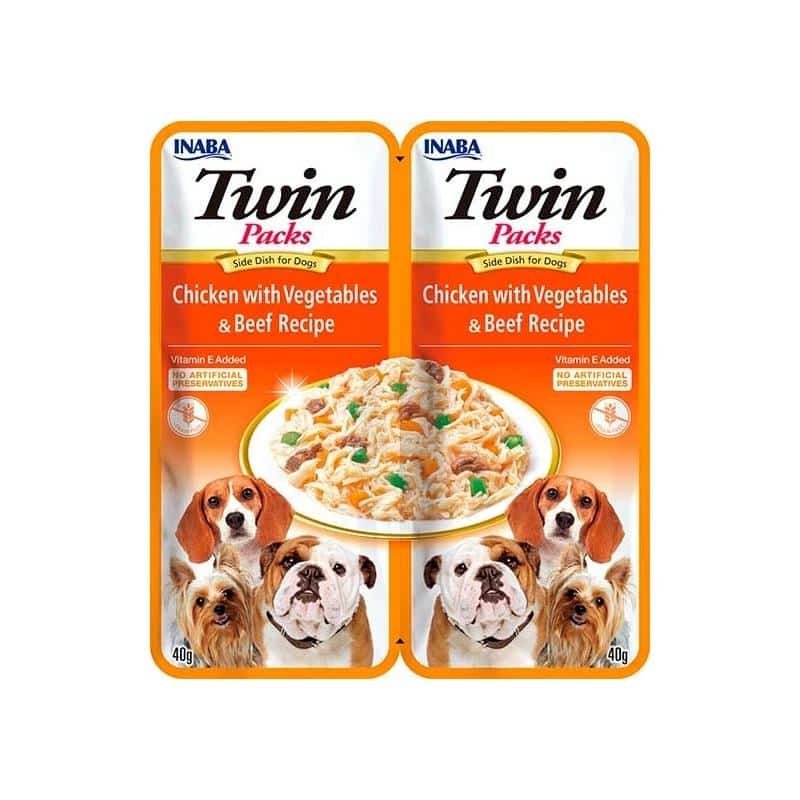 INABA TWIN PACKS POLLO CON VERDURAS Y TERNERAS 2X40G