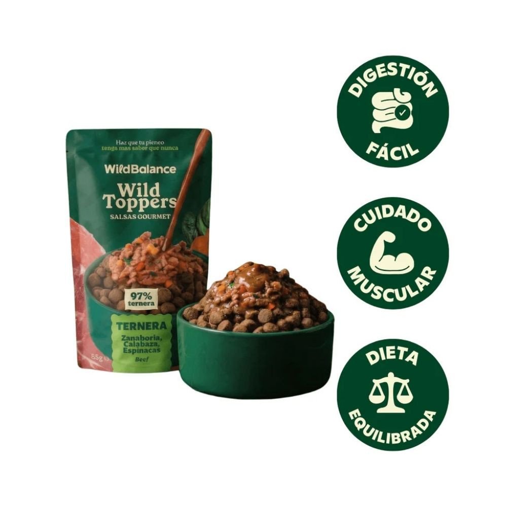 WILD TOPPERS SALSAS GOURMET TERNERA, ZANAHORIA, CALABAZA, ESPINACAS 85G